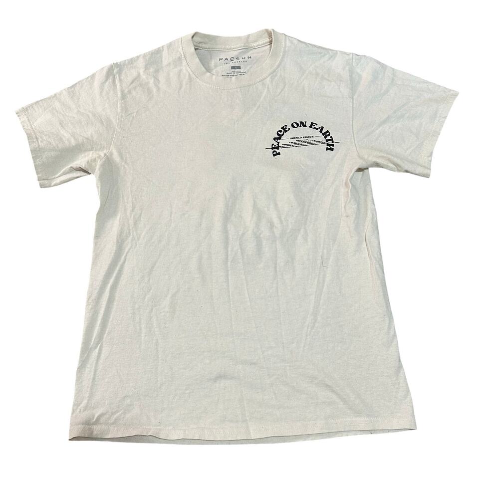 PACSUN Men's World Peace T-Shirt Size S In Natural